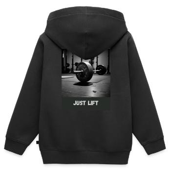 Fitness/Bodybuilding Clothing Design Lift - Kinder Premium Organic Zip Hoodie - Schwarz - Hinten - AI Model Kid Male (0cm)