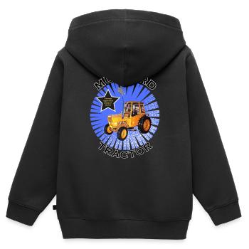 Le tracteur moutarde - Sweat Premium à capuche zippé enfant bio - noir - Dos - AI Model Kid Male (0cm)