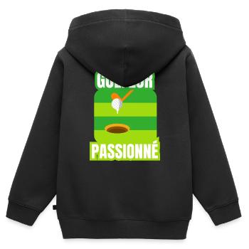 golfeur passionné - Sweat Premium à capuche zippé enfant bio - noir - Dos - AI Model Kid Male (0cm)