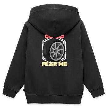 Les freins me craignent - Sweat Premium à capuche zippé enfant bio - noir - Dos - AI Model Kid Male (0cm)