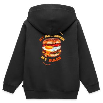 Mon McMuffin Mes règles - Sweat Premium à capuche zippé enfant bio - noir - Dos - AI Model Kid Male (0cm)