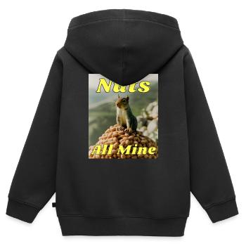 Nüsse alle von mir - Kinder Premium Organic Zip Hoodie - Schwarz - Hinten - AI Model Kid Male (0cm)
