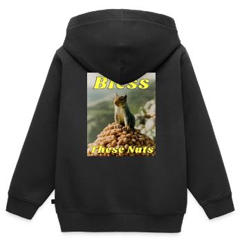 Segne diese Nüsse - Kinder Premium Organic Zip Hoodie - Schwarz - Hinten - AI Model Kid Male (0cm)