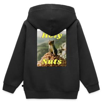 Heilige Nüsse - Kinder Premium Organic Zip Hoodie - Schwarz - Hinten - AI Model Kid Male (0cm)