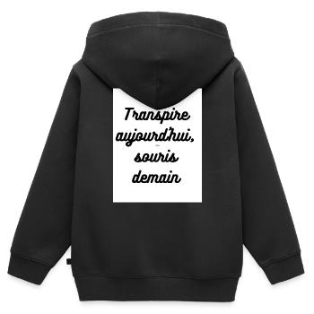 sport - Sweat Premium à capuche zippé enfant bio - noir - Dos - AI Model Kid Male (0cm)