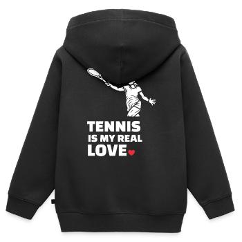 Ich Liebe Tennis - Kinder Premium Organic Zip Hoodie - Schwarz - Hinten - AI Model Kid Male (0cm)