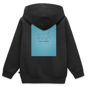 I am a catwalker - Kinder Premium Organic Zip Hoodie - Schwarz - Hinten - AI Model Kid Male (0cm)