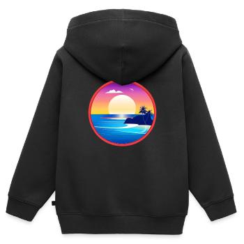 Paradise island - Kids Premium Organic Zip-up Hoodie - black - Back - AI Model Kid Male (0cm)