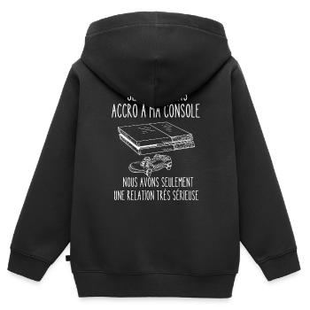 accro à ma console - Sweat Premium à capuche zippé enfant bio - noir - Dos - AI Model Kid Male (0cm)