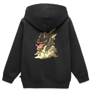 Lustiger schwarzer Drache - Kinder Premium Organic Zip Hoodie - Schwarz - Hinten - AI Model Kid Male (0cm)