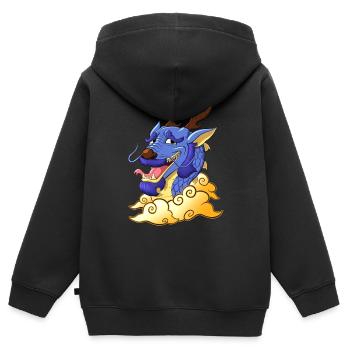 Lustiger blauer Drache - Kinder Premium Organic Zip Hoodie - Schwarz - Hinten - AI Model Kid Male (0cm)
