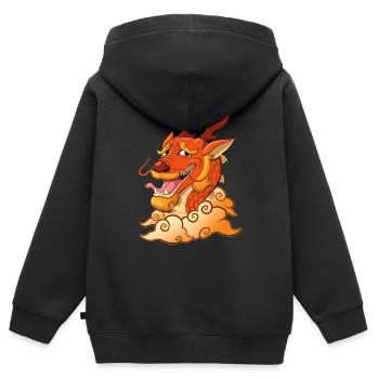 Lustiger roter Drache - Kinder Premium Organic Zip Hoodie - Schwarz - Hinten - AI Model Kid Male (0cm)