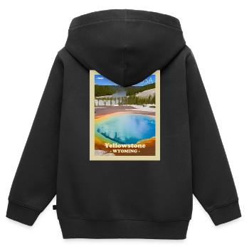 Yellowstone-Nationalpark - Kinder Premium Organic Zip Hoodie - Schwarz - Hinten - AI Model Kid Male (0cm)