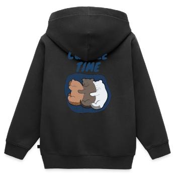 Kuschelzeit - ein gemütliches Schlafdesign für Katzenliebhaber - Kinder Premium Organic Zip Hoodie - Schwarz - Hinten - AI Model Kid Male (0cm)