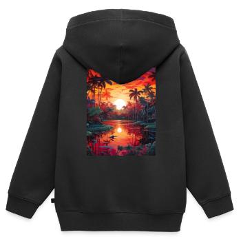 Amazonas Streetwear nature Exotic Design - Kinder Premium Organic Zip Hoodie - Schwarz - Hinten - AI Model Kid Male (0cm)