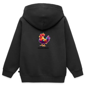 PUISSANCE DU POULET - Sweat Premium à capuche zippé enfant bio - noir - Dos - AI Model Kid Male (0cm)