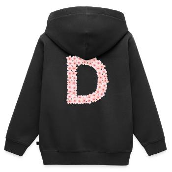 D aus Kirschblüten - Kinder Premium Organic Zip Hoodie - Schwarz - Hinten - AI Model Kid Male (0cm)