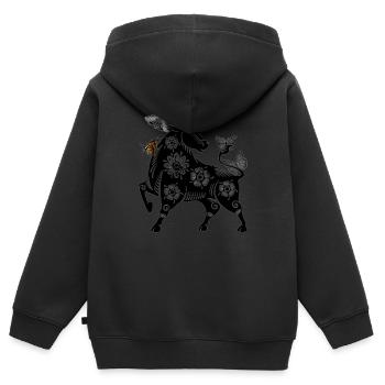 buffle - Sweat Premium à capuche zippé enfant bio - noir - Dos - AI Model Kid Male (0cm)