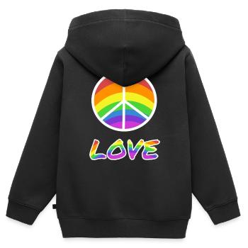 Peacezeichen Love Regenbogen - Kinder Premium Organic Zip Hoodie - Schwarz - Hinten - AI Model Kid Male (0cm)