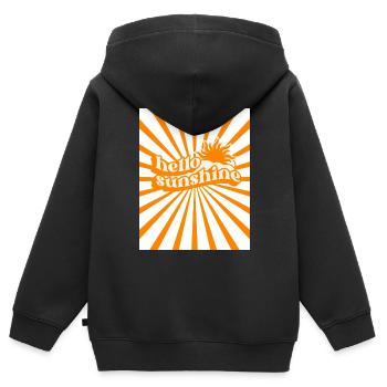 Été rétro - Sweat Premium à capuche zippé enfant bio - noir - Dos - AI Model Kid Male (0cm)