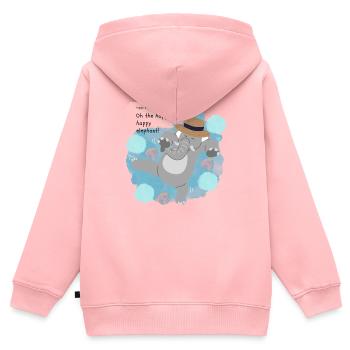 Glücklicher Elefant - Kinder Premium Organic Zip Hoodie - Rosa - Hinten - AI Model Kid Female (0cm)