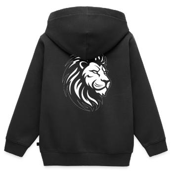 Löwe Löwenkopf Raubtier - Kinder Premium Organic Zip Hoodie - Schwarz - Hinten - AI Model Kid Male (0cm)