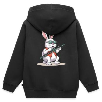 Nadel auf Flöte - Kinder Premium Organic Zip Hoodie - Schwarz - Hinten - AI Model Kid Male (0cm)