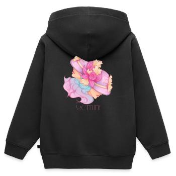Zwillinge - Kinder Premium Organic Zip Hoodie - Schwarz - Hinten - AI Model Kid Male (0cm)