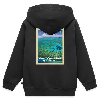 Grande barrière de corail - Sweat Premium à capuche zippé enfant bio - noir - Dos - AI Model Kid Male (0cm)