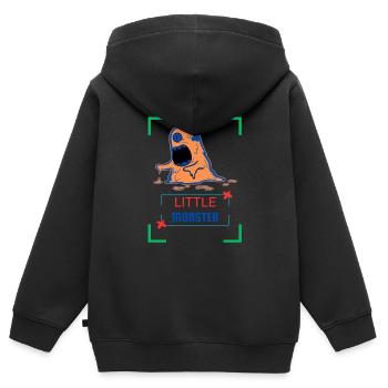 Little Monster - Kinder Premium Organic Zip Hoodie - Schwarz - Hinten - AI Model Kid Male (0cm)