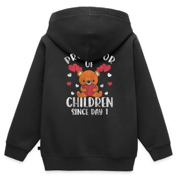 Kuscheltier Kinder Niedlich - Kinder Premium Organic Zip Hoodie - Schwarz - Hinten - AI Model Kid Male (0cm)
