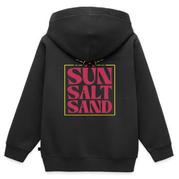 Sun Salt Sand, Vacances d’été à la mer à Sun Beach Fun - Sweat Premium à capuche zippé enfant bio - noir - Dos - AI Model Kid Male (0cm)