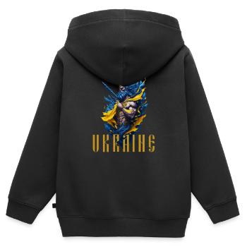 Ukraine Warrior Stop War - Sweat Premium à capuche zippé enfant bio - noir - Dos - AI Model Kid Male (0cm)
