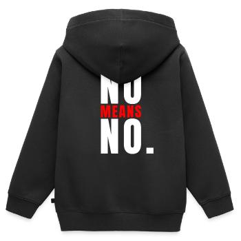 Nein bedeutet keine fette Aussage Starkes Zitat - Kinder Premium Organic Zip Hoodie - Schwarz - Hinten - AI Model Kid Male (0cm)