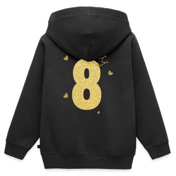 Goldene Krone zum 8-jährigen Jubiläum - Kinder Premium Organic Zip Hoodie - Schwarz - Hinten - AI Model Kid Male (0cm)