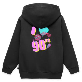 I love 90 ́s - Kids Premium Organic Zip-up Hoodie - black - Back - AI Model Kid Male (0cm)