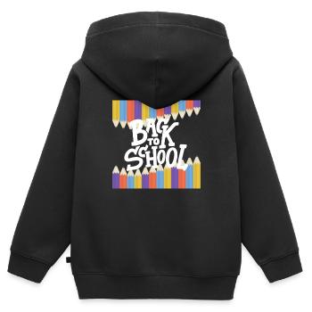 Back to school - Kinder Premium Organic Zip Hoodie - Schwarz - Hinten - AI Model Kid Male (0cm)