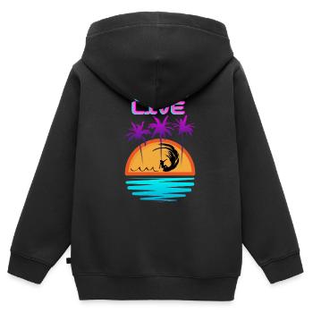 Surf Live - Sweat Premium à capuche zippé enfant bio - noir - Dos - AI Model Kid Male (0cm)