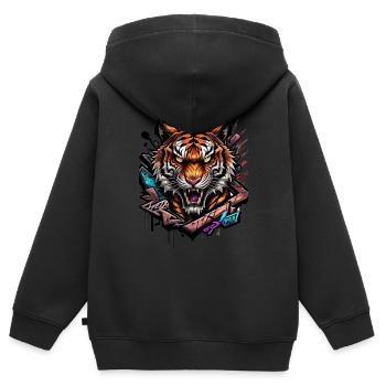 Böser Tiger - Kinder Premium Organic Zip Hoodie - Schwarz - Hinten - AI Model Kid Male (0cm)