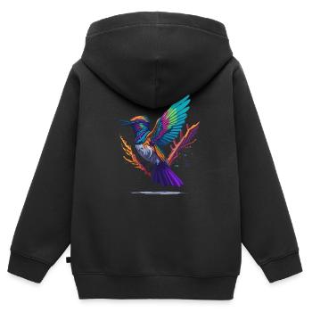 hummingbird - Kids Premium Organic Zip-up Hoodie - black - Back - AI Model Kid Male (0cm)