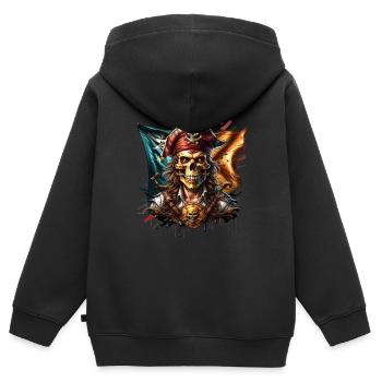 Pirat - Kinder Premium Organic Zip Hoodie - Schwarz - Hinten - AI Model Kid Male (0cm)