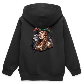 Piratinn - Kinder Premium Organic Zip Hoodie - Schwarz - Hinten - AI Model Kid Male (0cm)