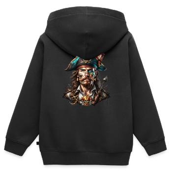 Pirat - Kinder Premium Organic Zip Hoodie - Schwarz - Hinten - AI Model Kid Male (0cm)