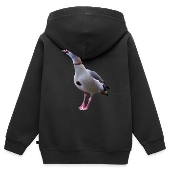 Oie du Nil Oies - Sweat Premium à capuche zippé enfant bio - noir - Dos - AI Model Kid Male (0cm)