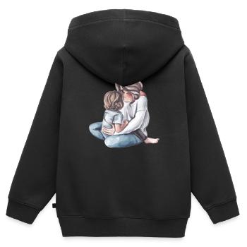 Mutter und Kind - Kinder Premium Organic Zip Hoodie - Schwarz - Hinten - AI Model Kid Male (0cm)