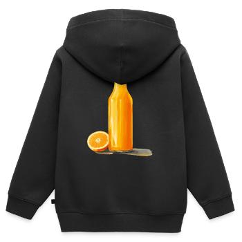 Frischer O-Saft! - Kinder Premium Organic Zip Hoodie - Schwarz - Hinten - AI Model Kid Male (0cm)