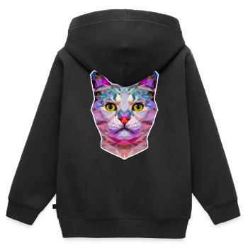 CHAT ORIGAMI - Sweat Premium à capuche zippé enfant bio - noir - Dos - AI Model Kid Male (0cm)