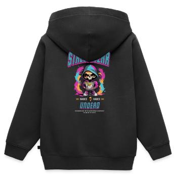 Streetwear Untote - Kinder Premium Organic Zip Hoodie - Schwarz - Hinten - AI Model Kid Male (0cm)
