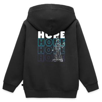 Hoffnung - Kinder Premium Organic Zip Hoodie - Schwarz - Hinten - AI Model Kid Male (0cm)