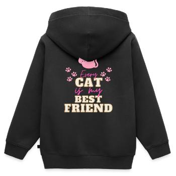 Katzen Katzenfreund shirt - Kinder Premium Organic Zip Hoodie - Schwarz - Hinten - AI Model Kid Male (0cm)